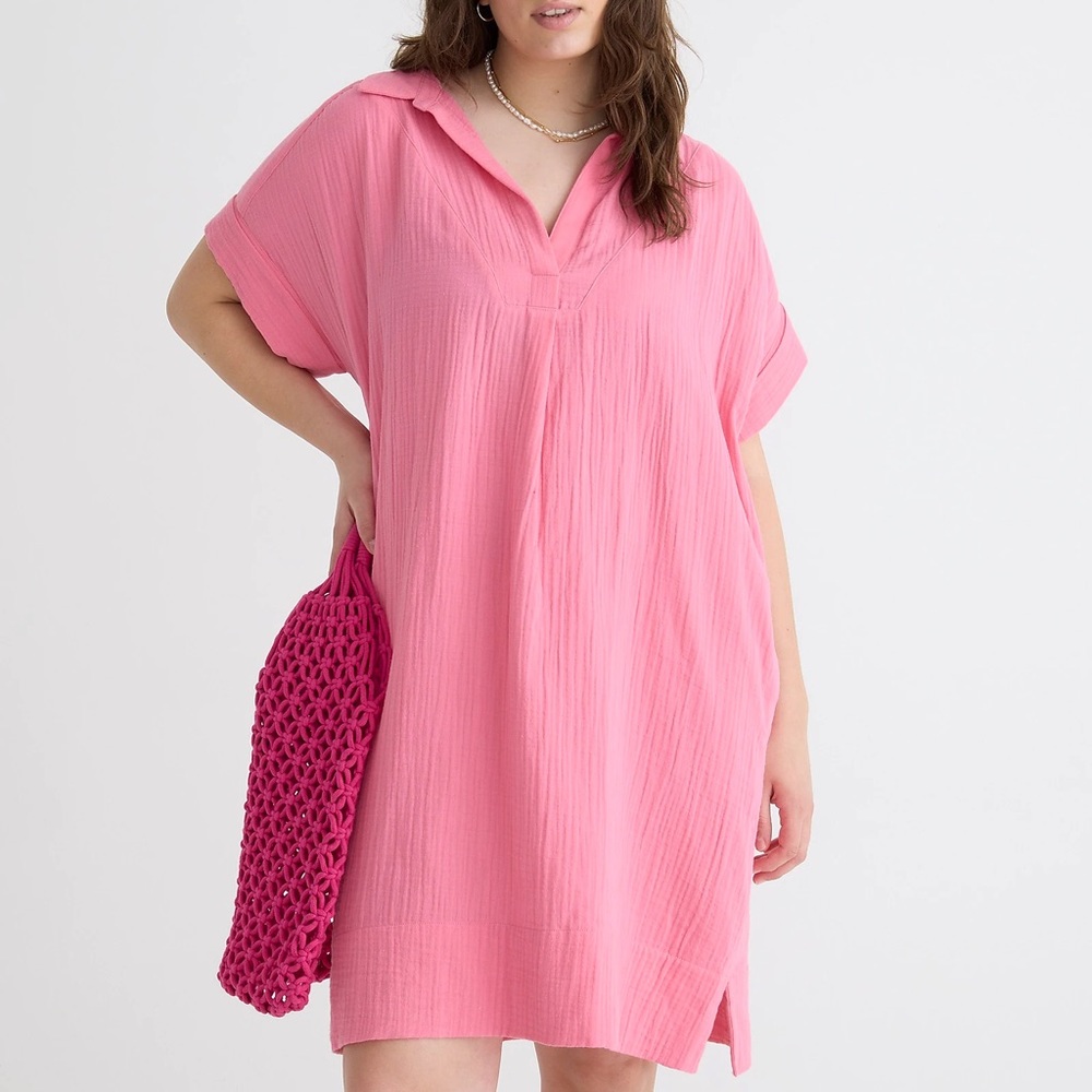 V-neck shirtdress in soft gauze